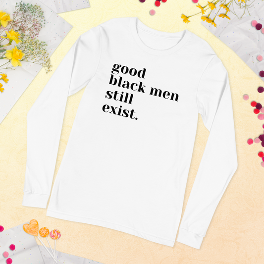 GOOD BLACK MEN WHITE (LONG-SLEEVED) T-SHIRT